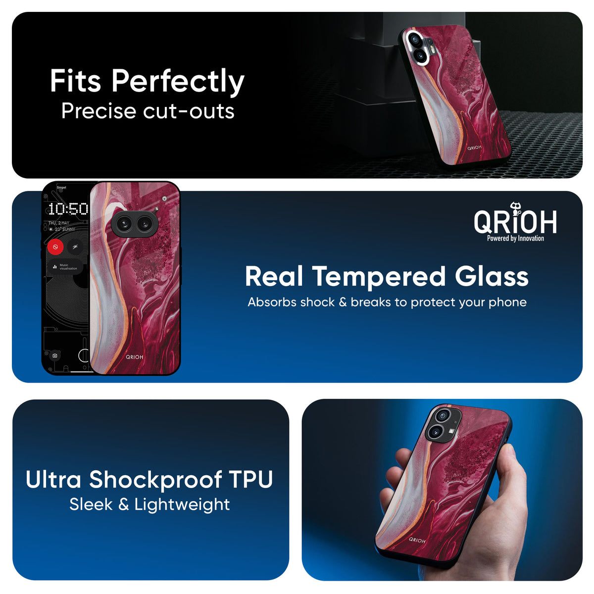 Crimson Ruby Glass Case for Nothing CMF Phone 1