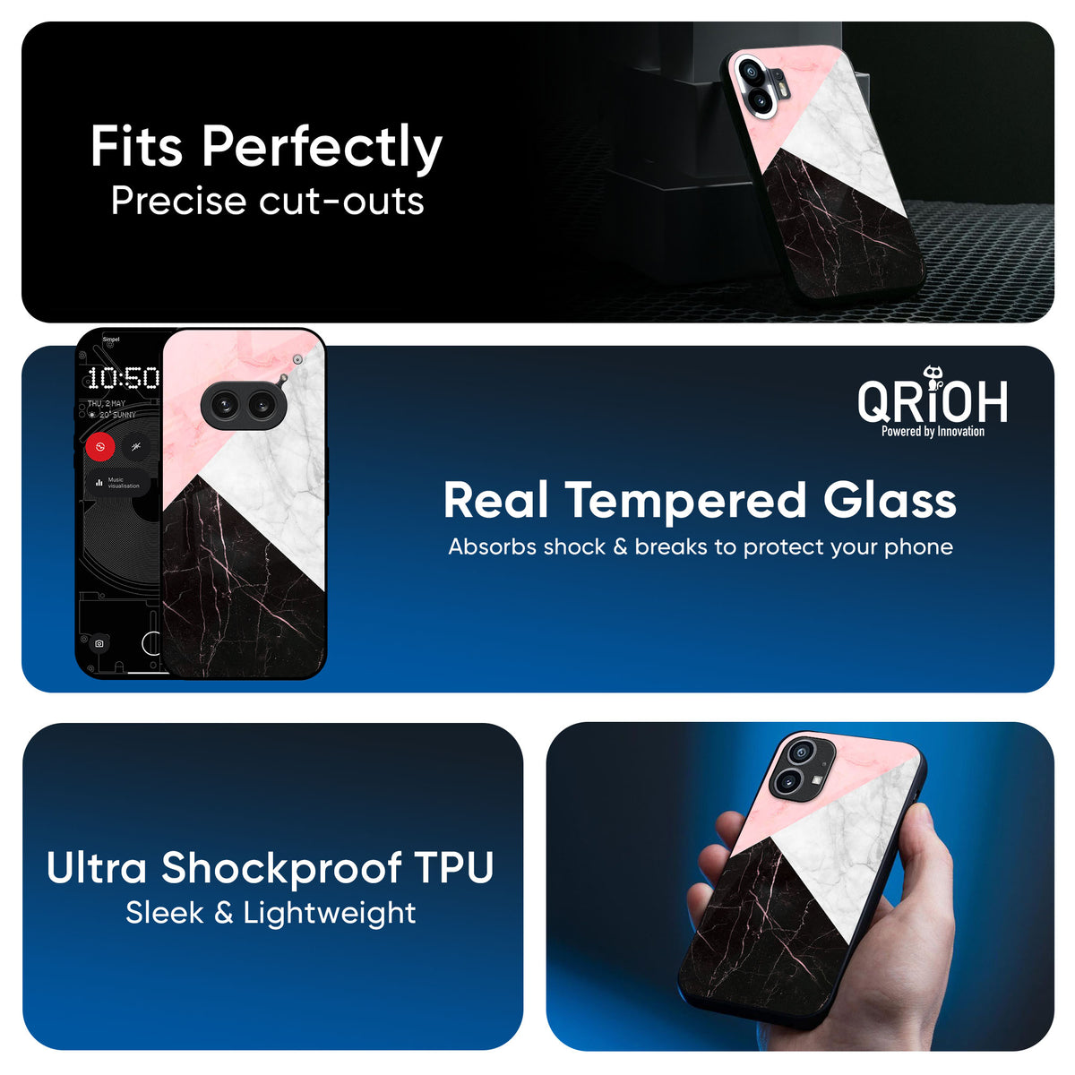 Marble Collage Art Glass Case For Nothing CMF Phone 1