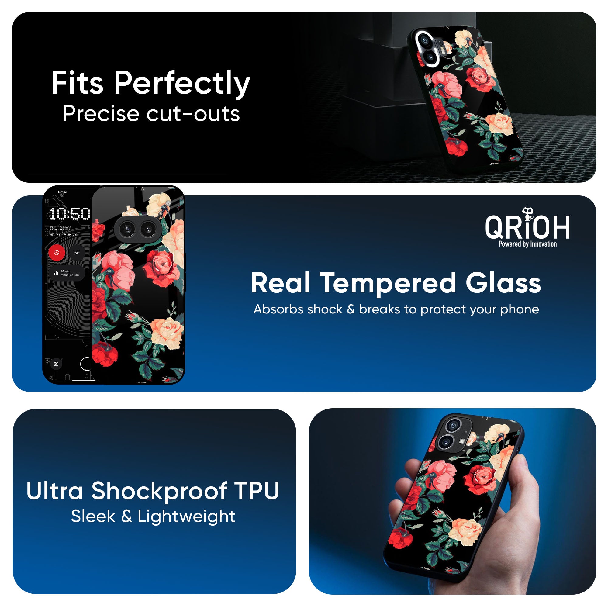 Floral Bunch Glass Case For Nothing CMF Phone 1