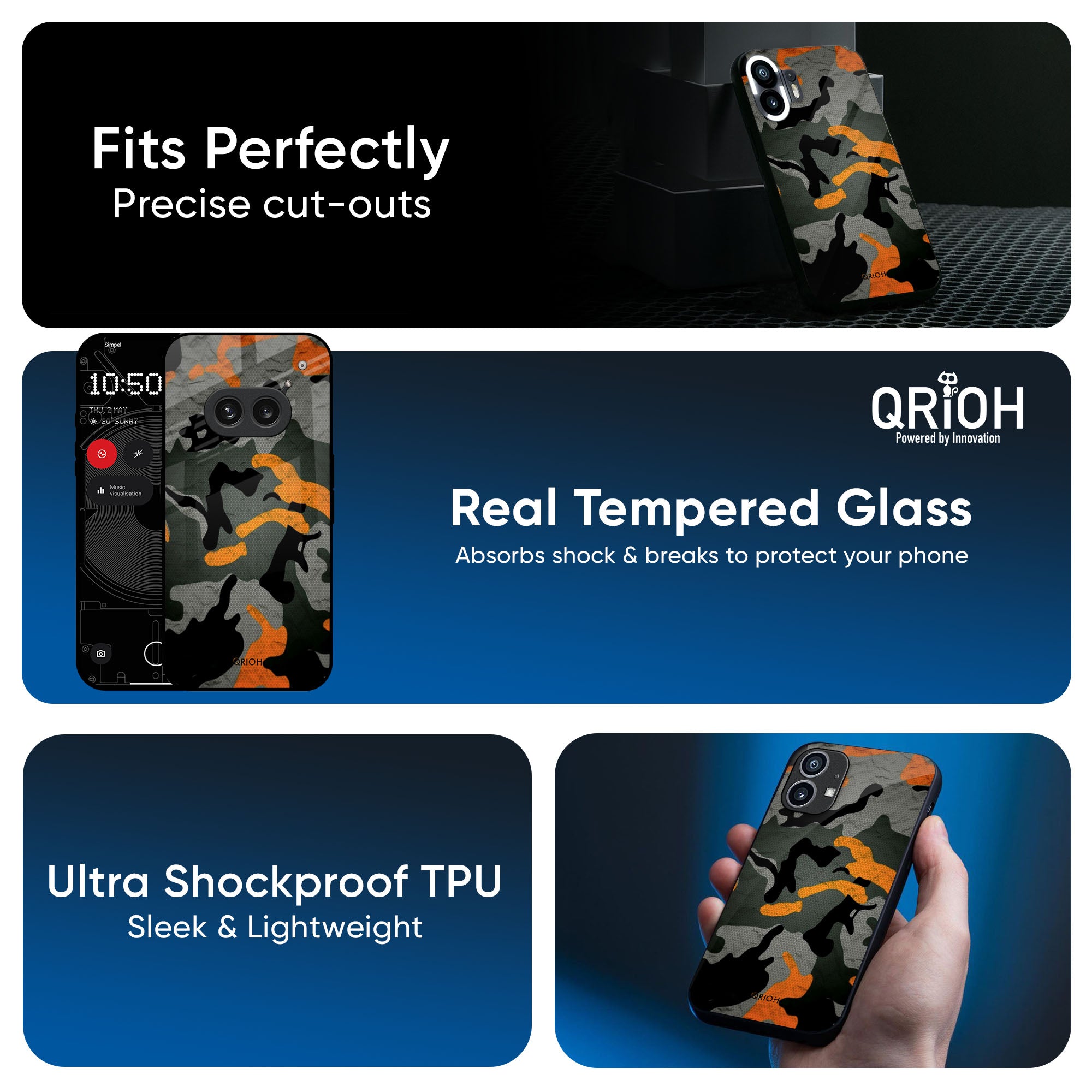 Camouflage Orange Glass Case For Nothing CMF Phone 1