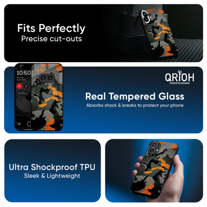 Camouflage Orange Glass Case For Nothing CMF Phone 1