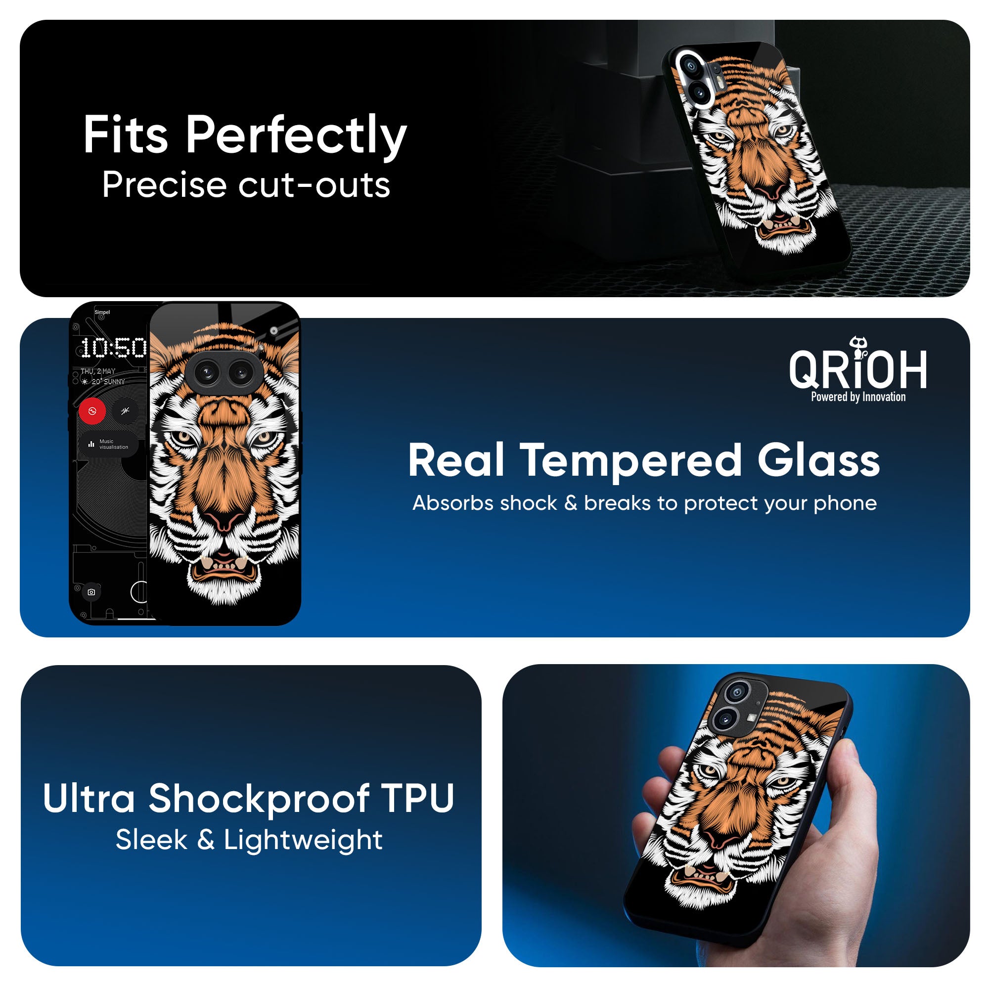 Angry Tiger Glass Case For Nothing CMF Phone 1