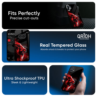 Red Angry Lion Glass Case for Nothing CMF Phone 1