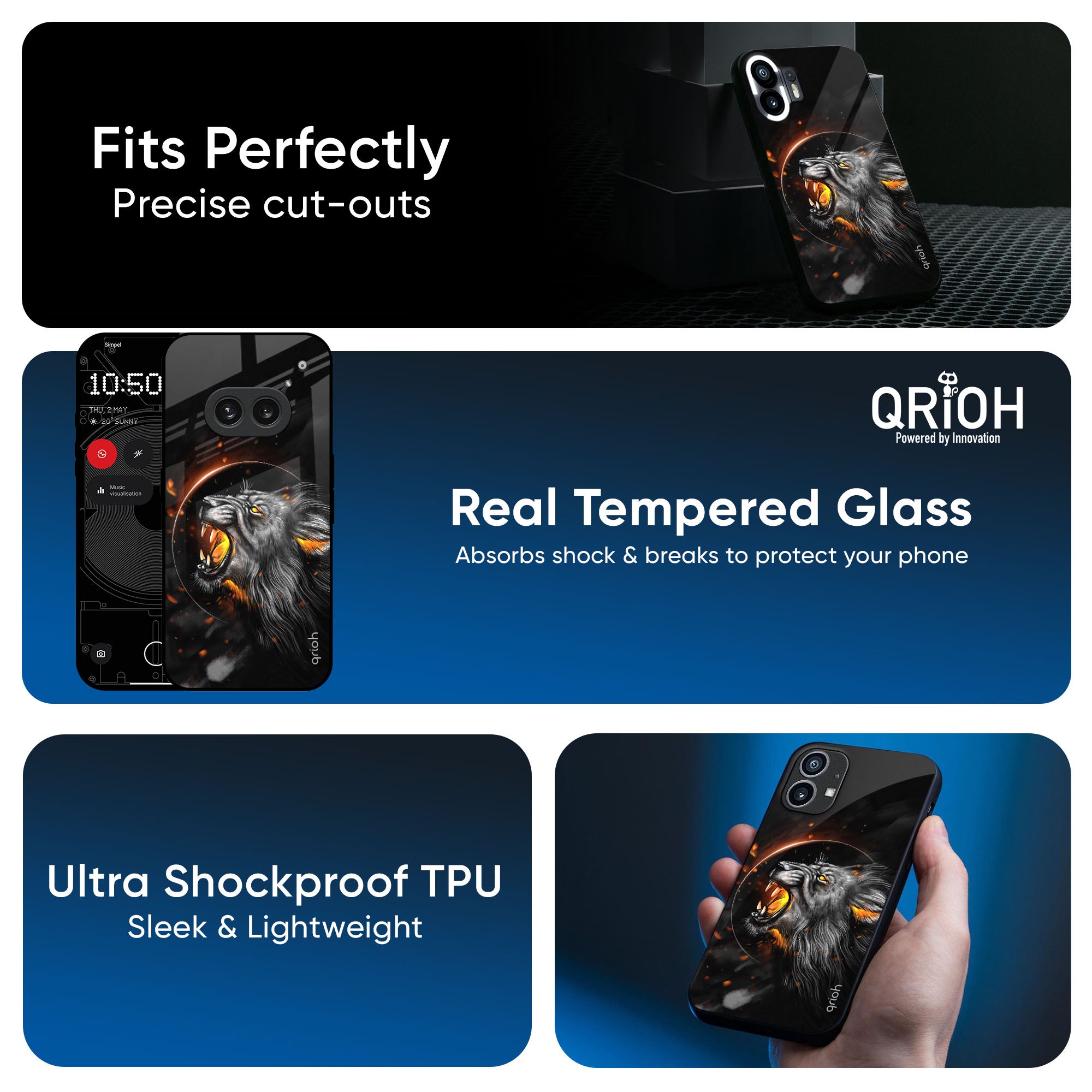 Aggressive Lion Glass Case for Nothing CMF Phone 1