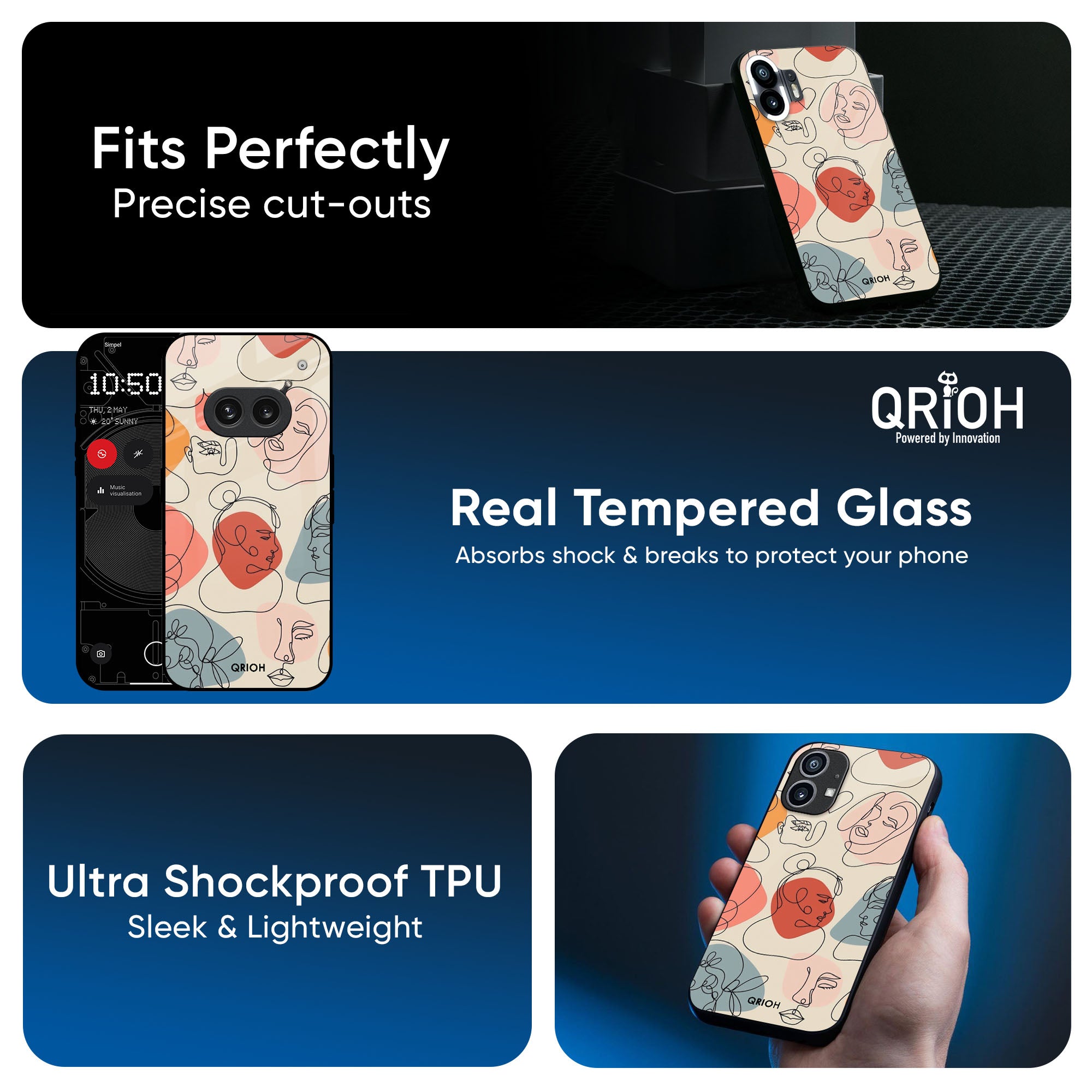 Abstract Faces Glass Case for Nothing CMF Phone 1