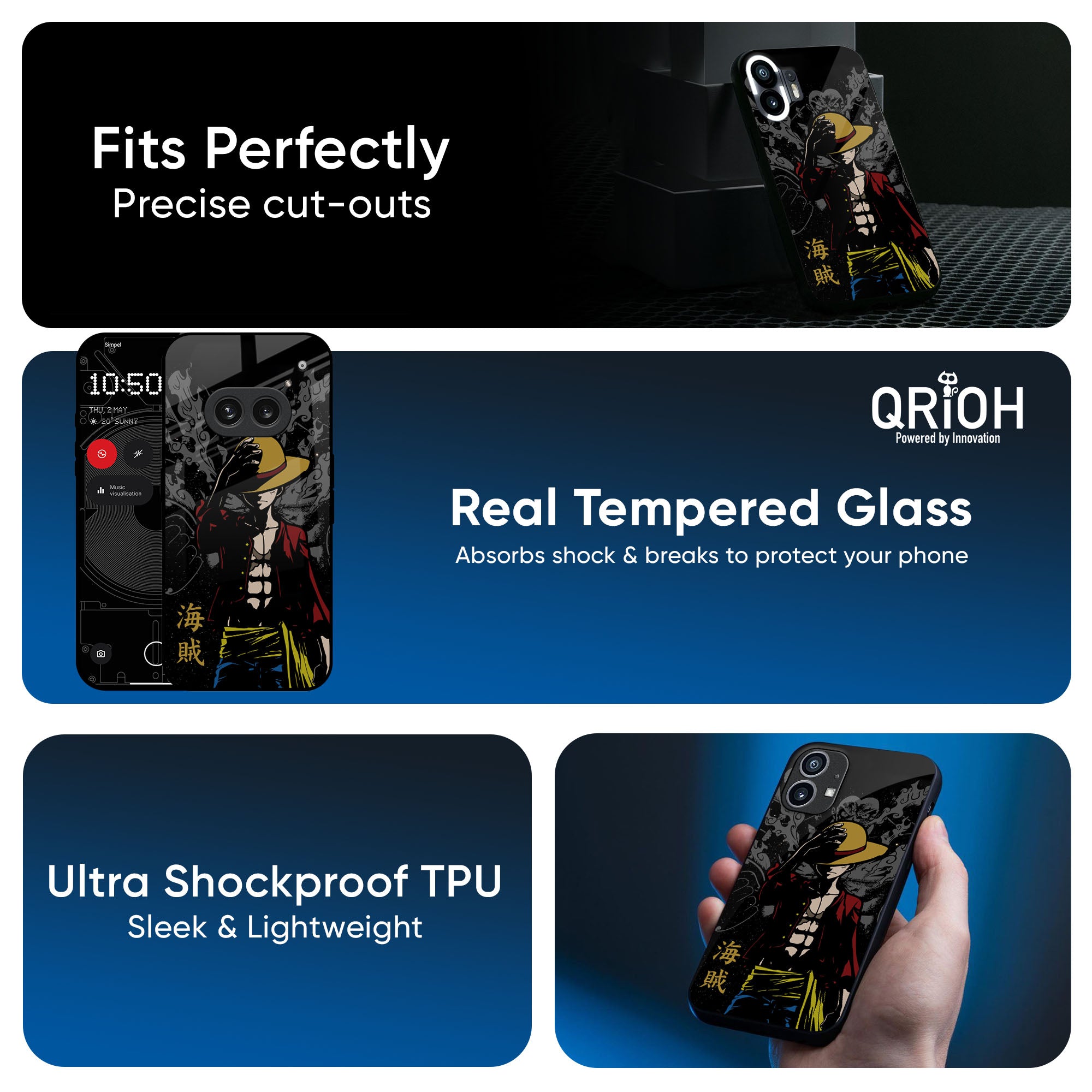 Dark Luffy Glass Case for Nothing CMF Phone 1