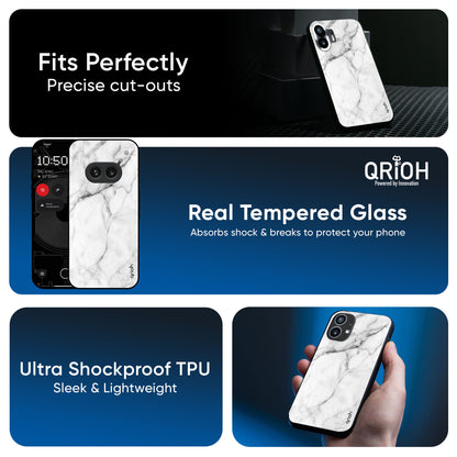 Modern White Marble Glass Case for Nothing CMF Phone 1