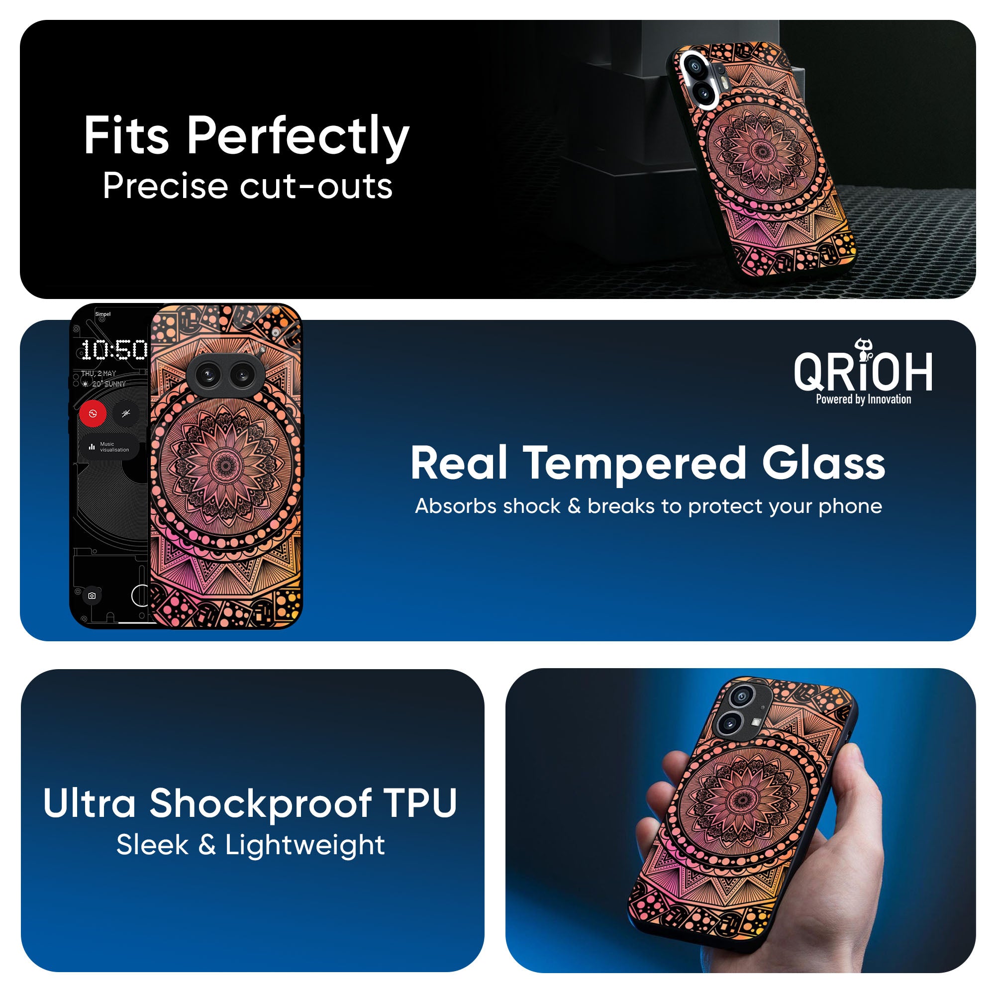 Floral Mandala Glass Case for Nothing CMF Phone 1