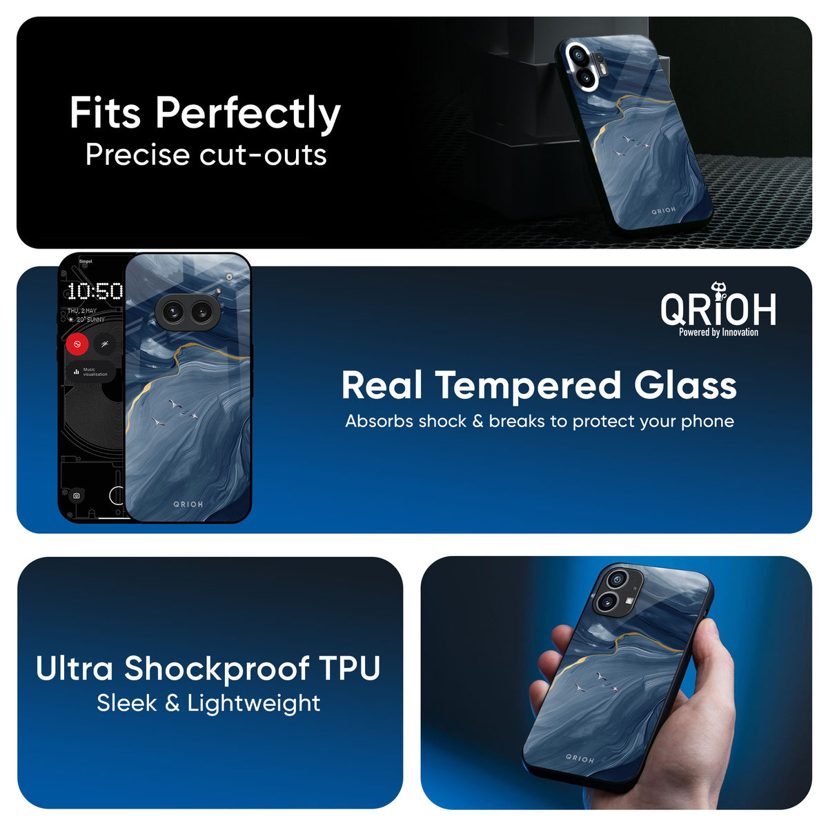 Deep Ocean Marble Glass Case for Nothing CMF Phone 1