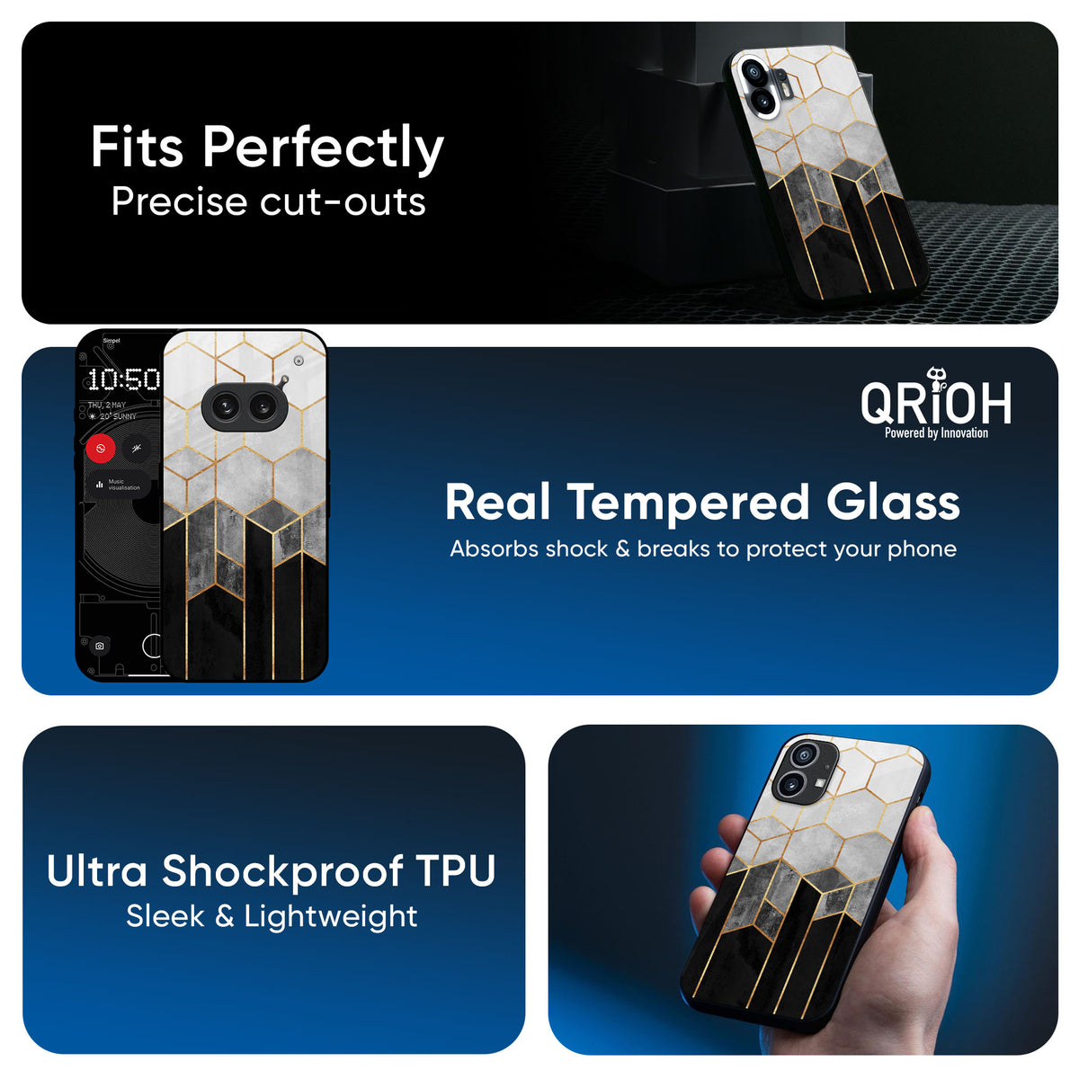 Tricolor Pattern Glass Case for Nothing CMF Phone 1