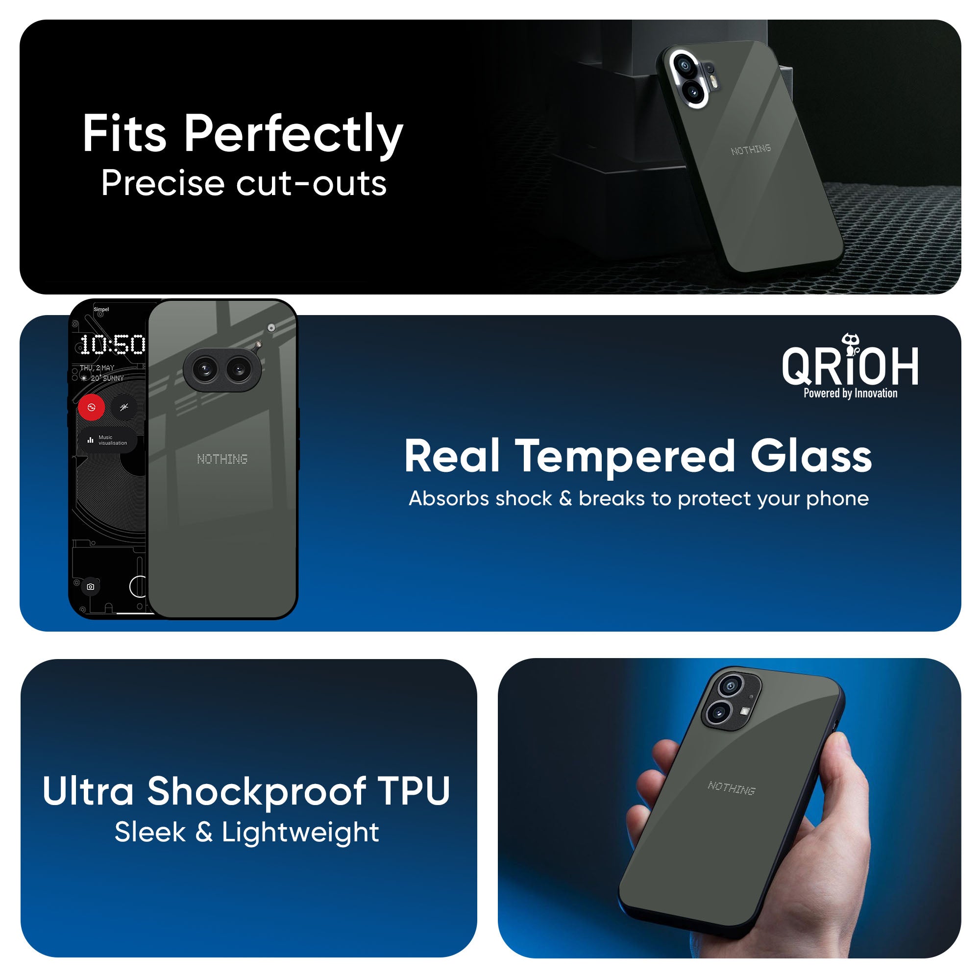 Charcoal Glass Case for Nothing CMF Phone 1