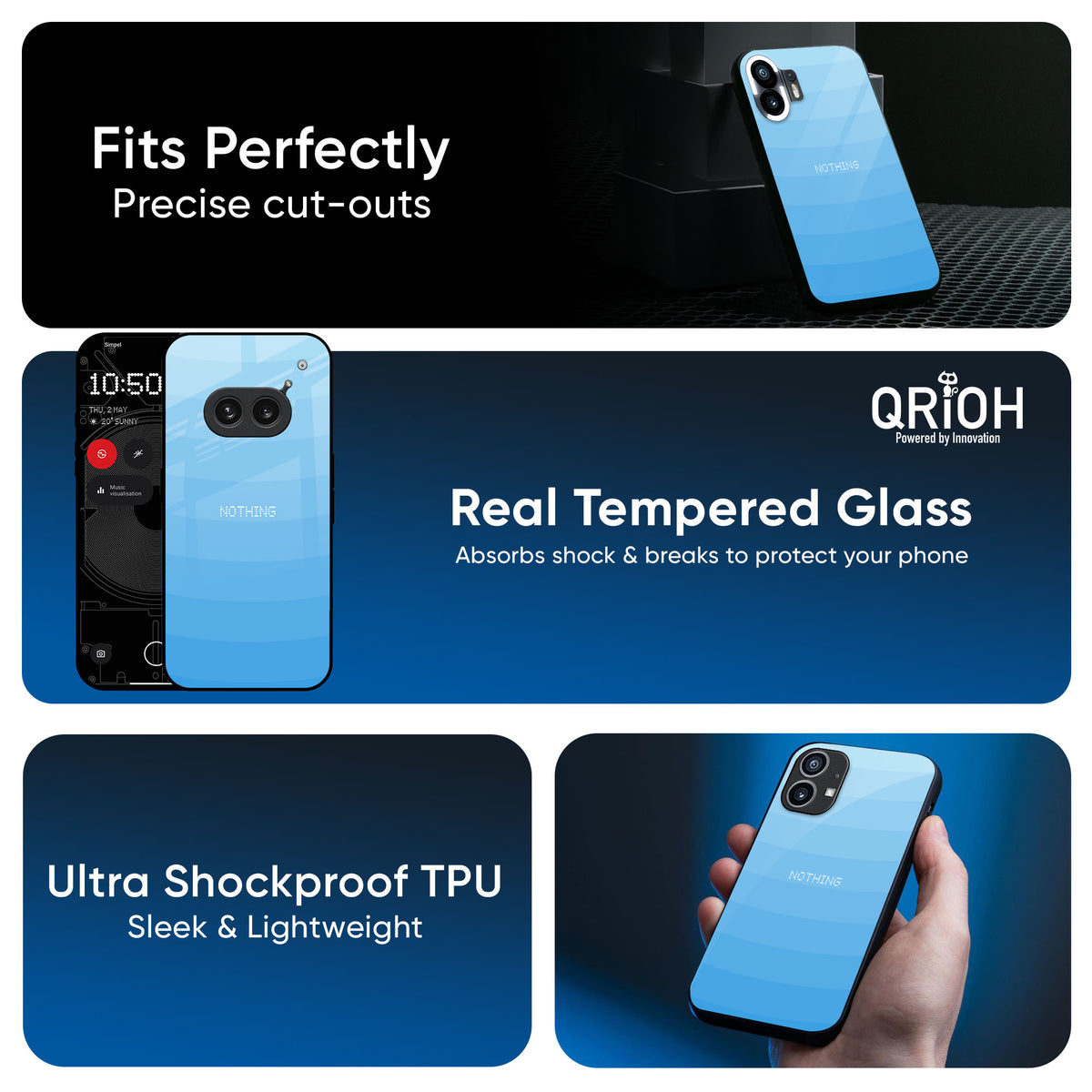 Wavy Blue Pattern Glass Case for Nothing CMF Phone 1