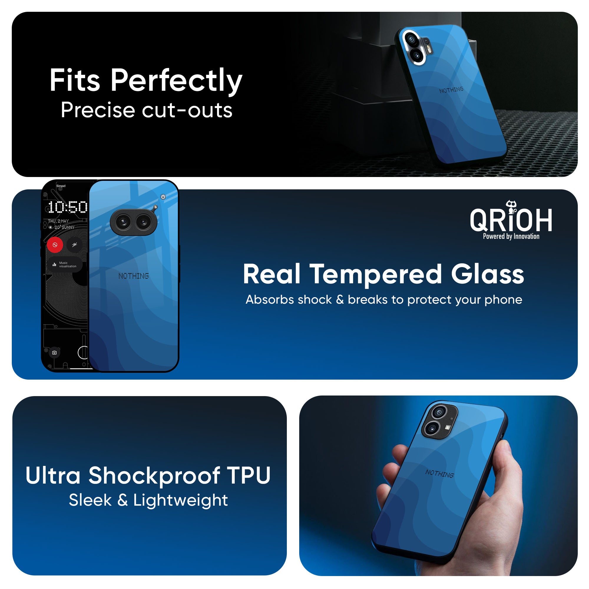 Blue Wave Abstract Glass Case for Nothing CMF Phone 1