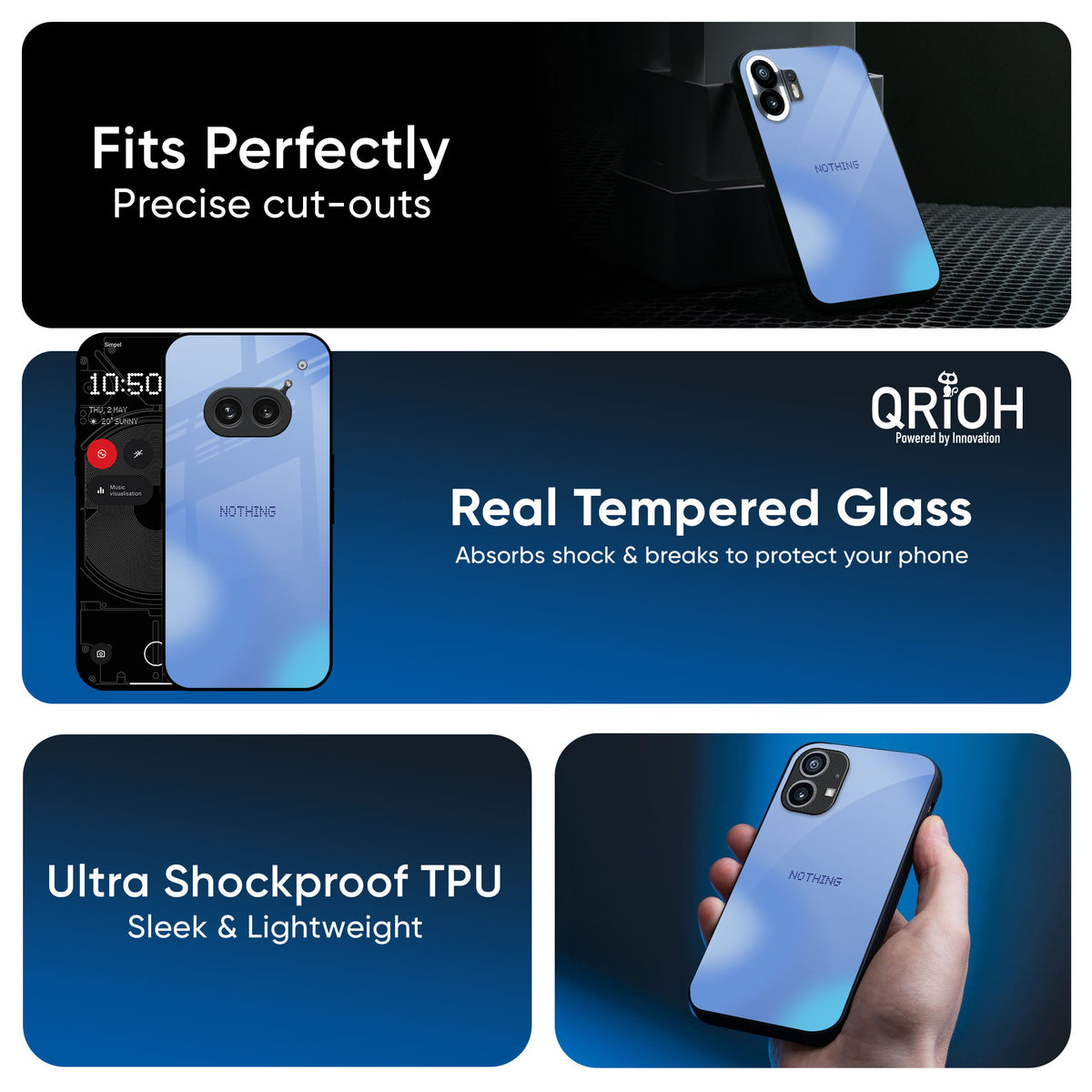 Vibrant Blue Texture Glass Case for Nothing CMF Phone 1