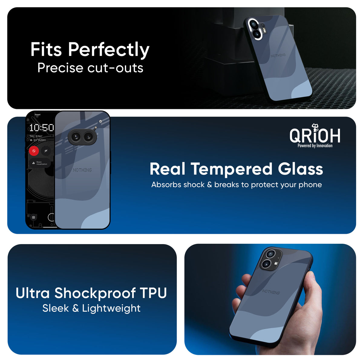 Navy Blue Ombre Glass Case for Nothing CMF Phone 1