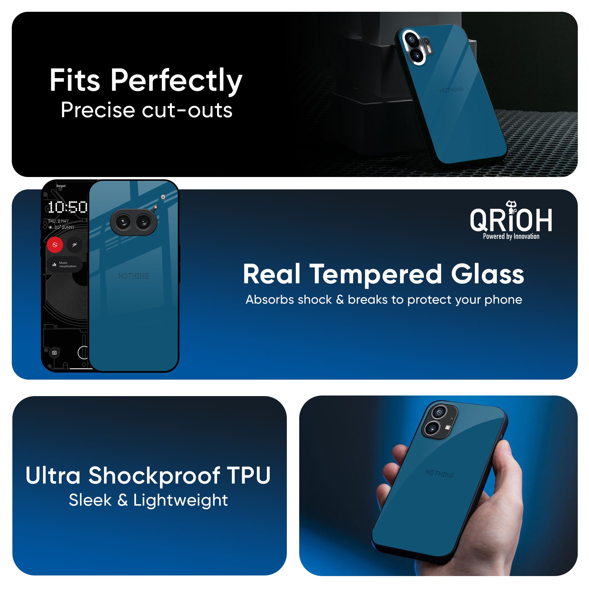 Cobalt Blue Glass Case for Nothing CMF Phone 1