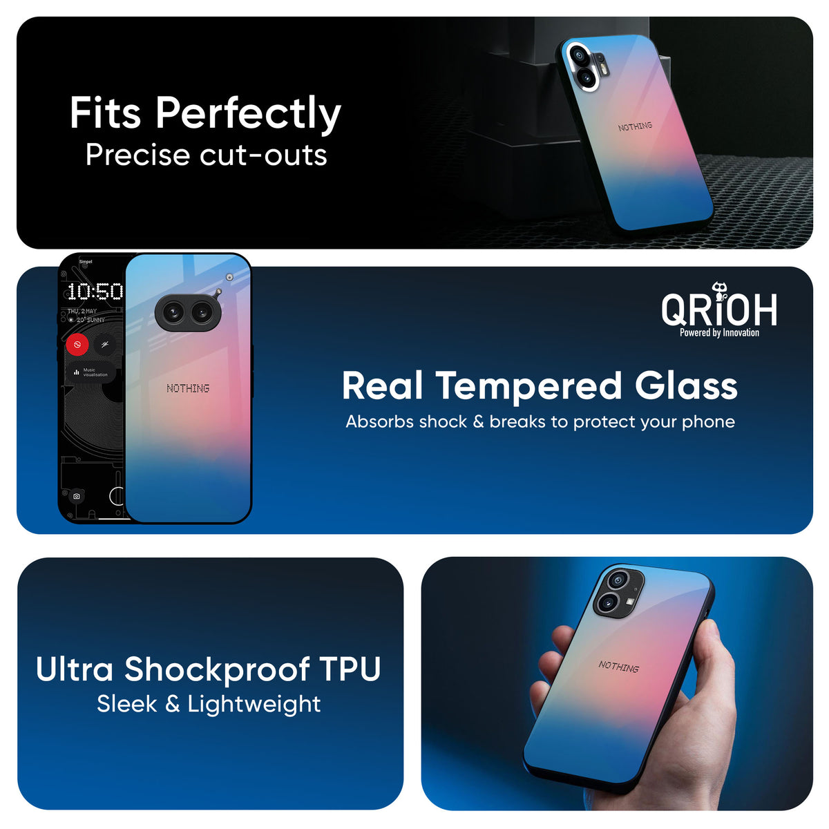 Blue & Pink Ombre Glass case for Nothing CMF Phone 1