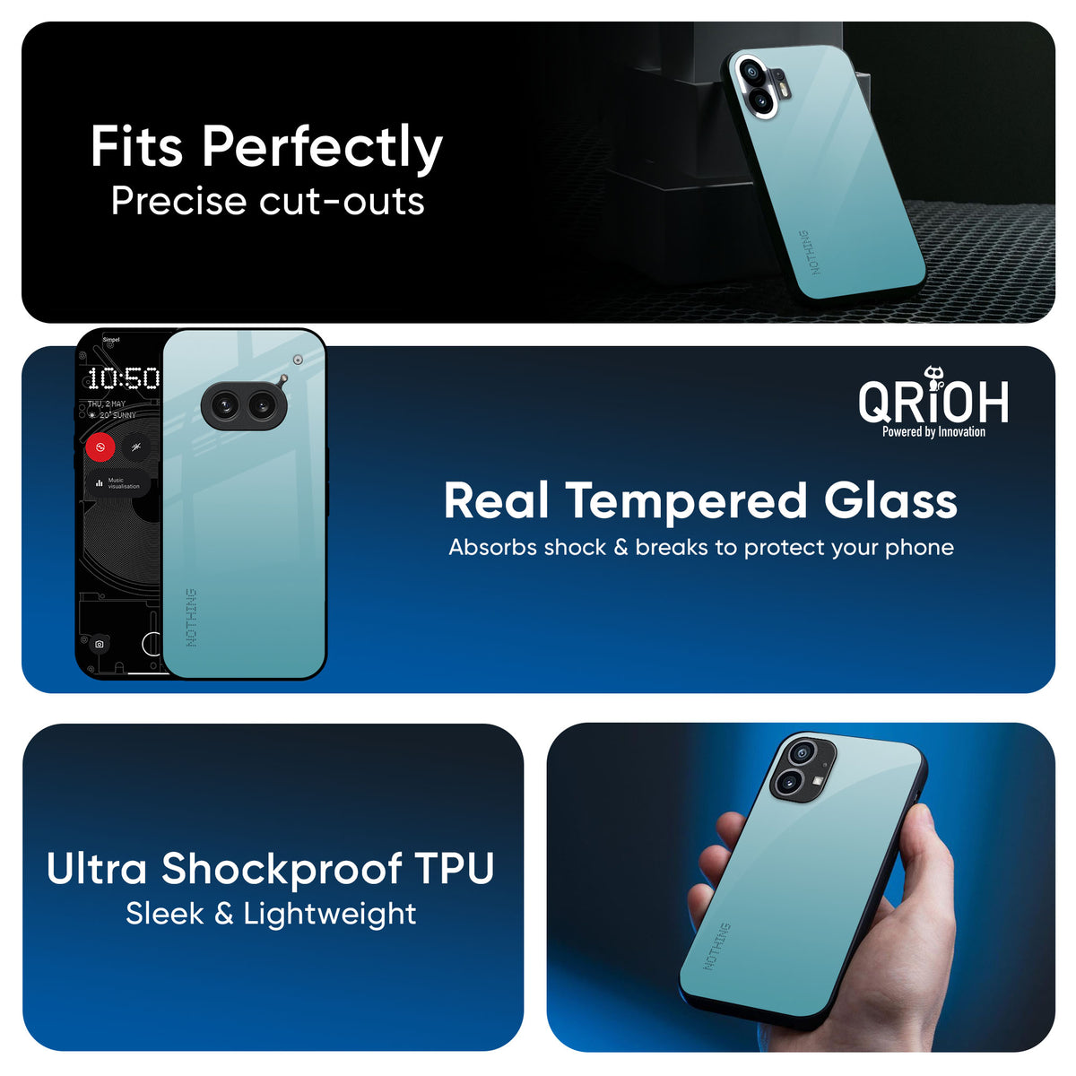Arctic Blue Glass Case For Nothing CMF Phone 1