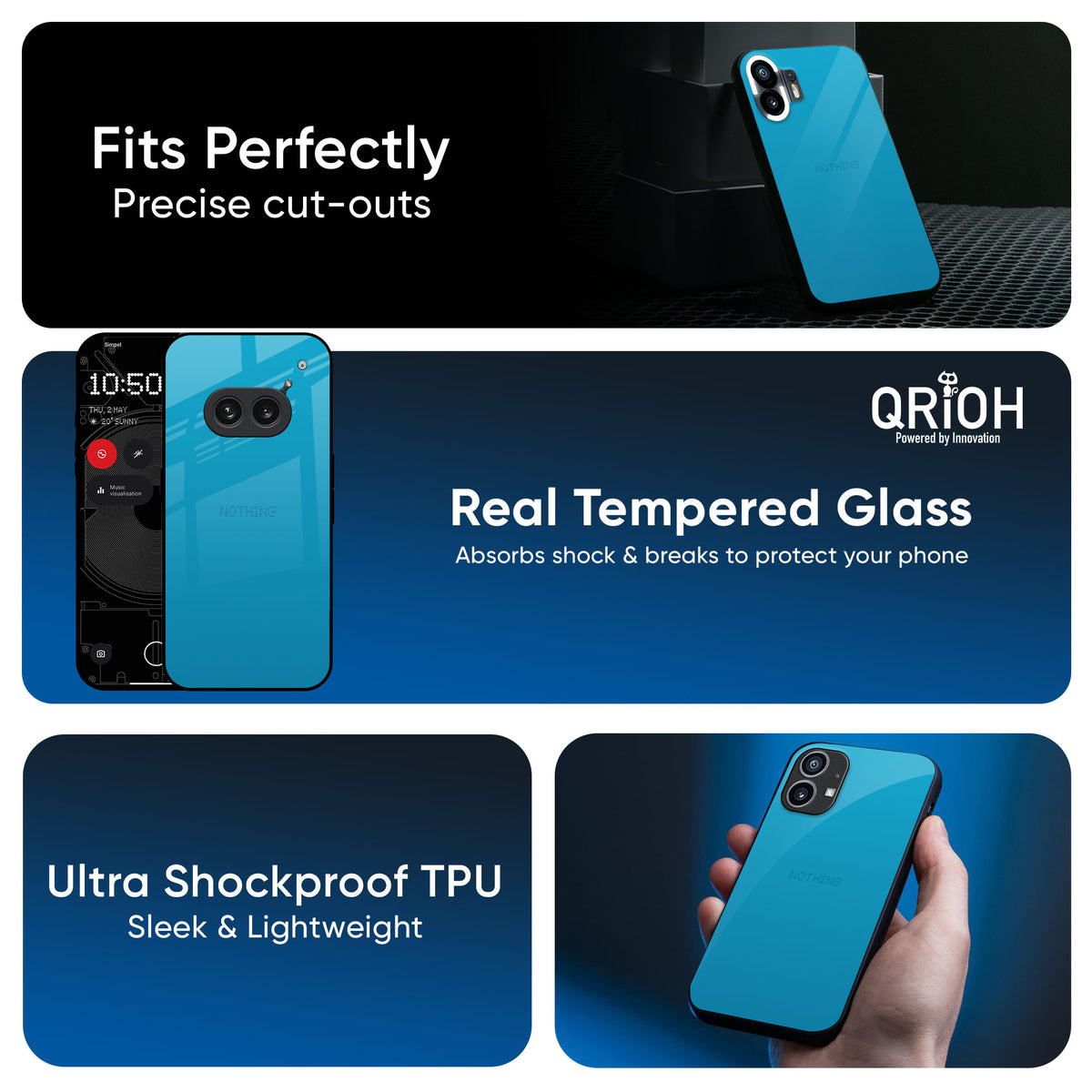 Blue Aqua Glass Case for Nothing CMF Phone 1