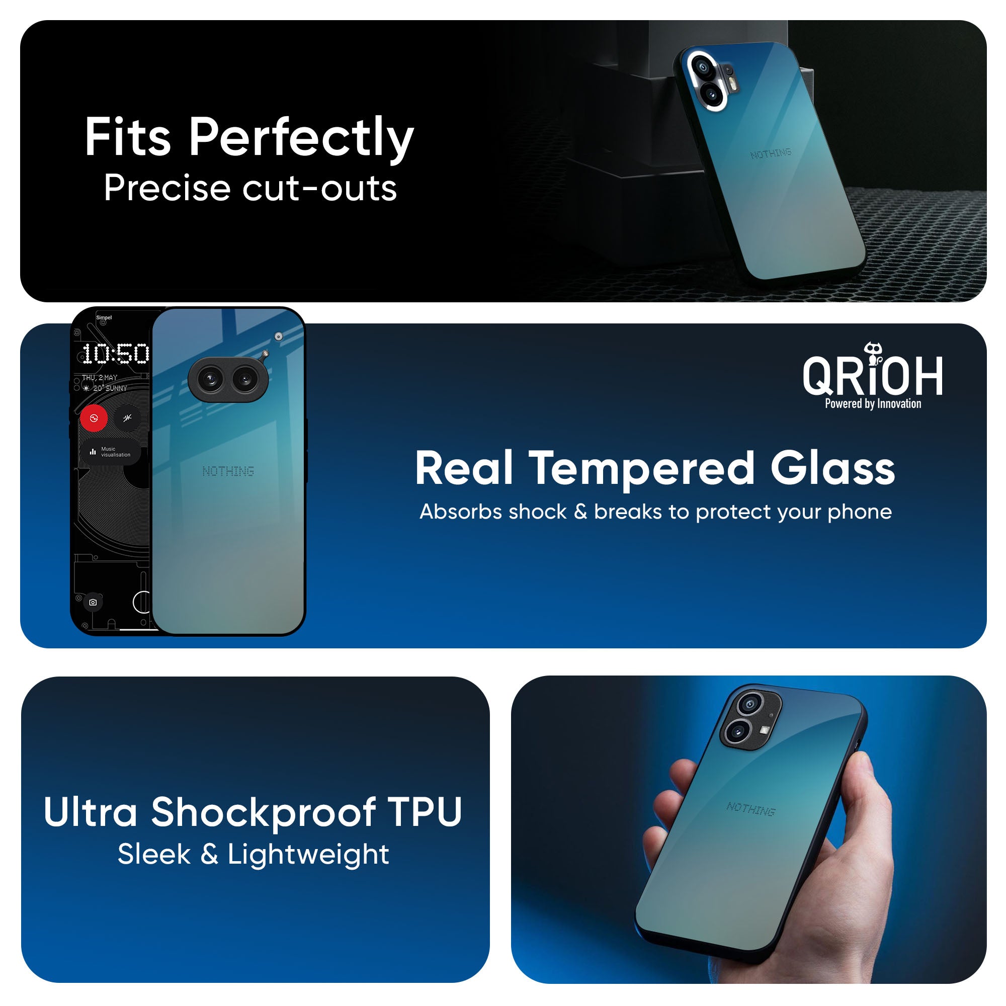 Sea Theme Gradient Glass Case for Nothing CMF Phone 1