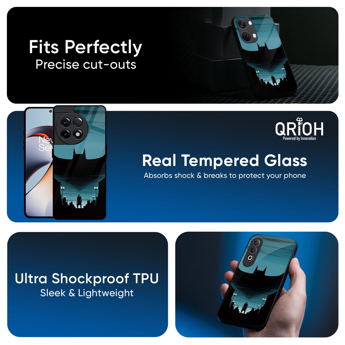Cyan Bat Glass Case for OnePlus Nord 4 5G