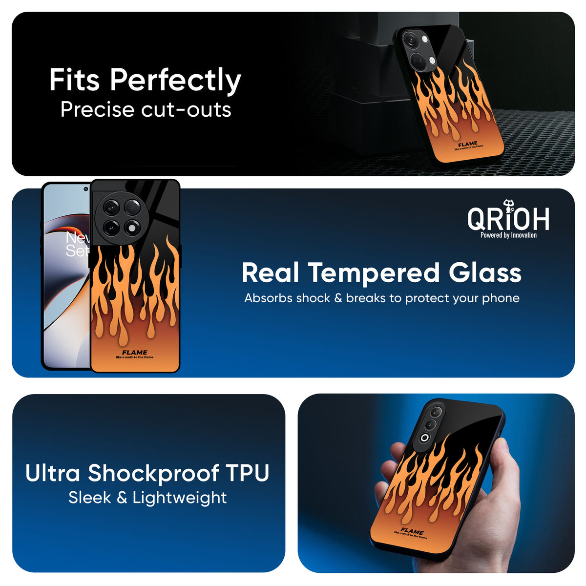 Fire Flame Glass Case for OnePlus Nord 4 5G
