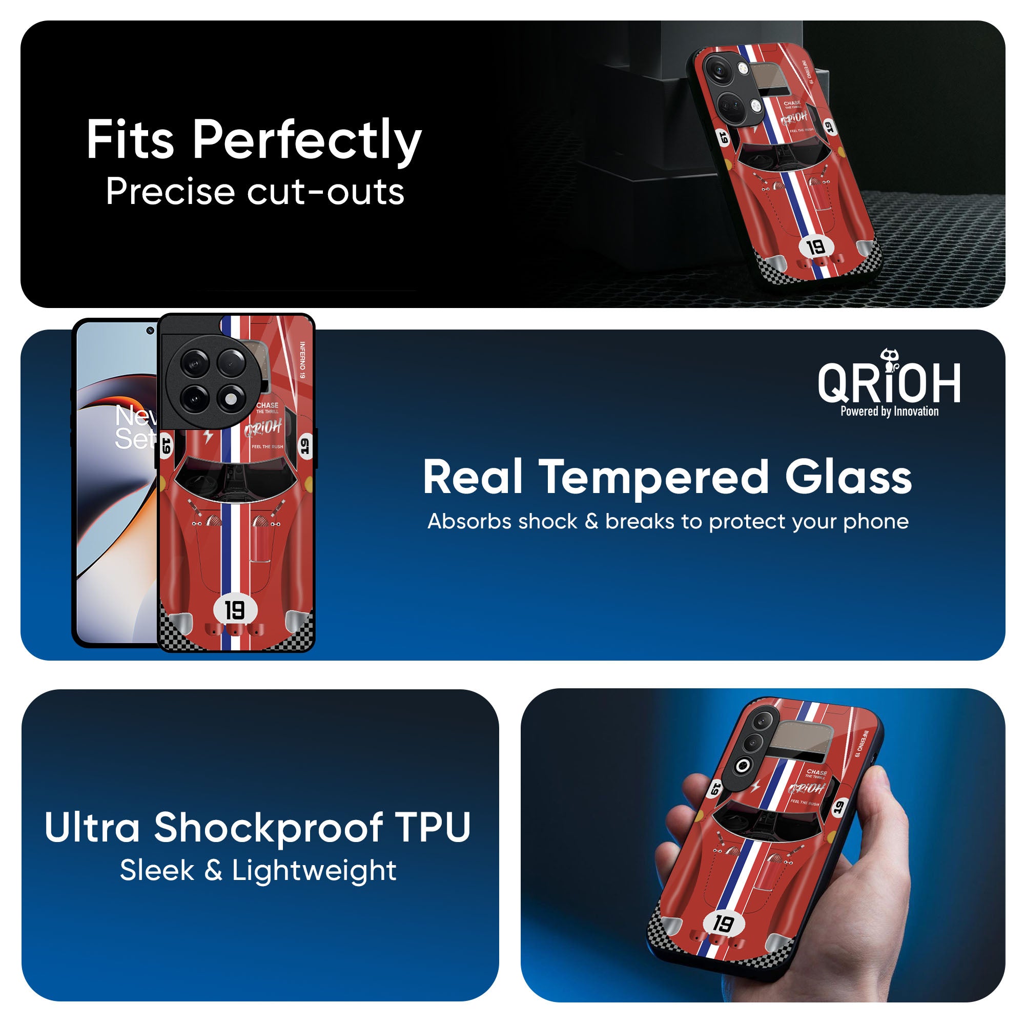 Racing Vintage Glass Case for OnePlus 11R 5G