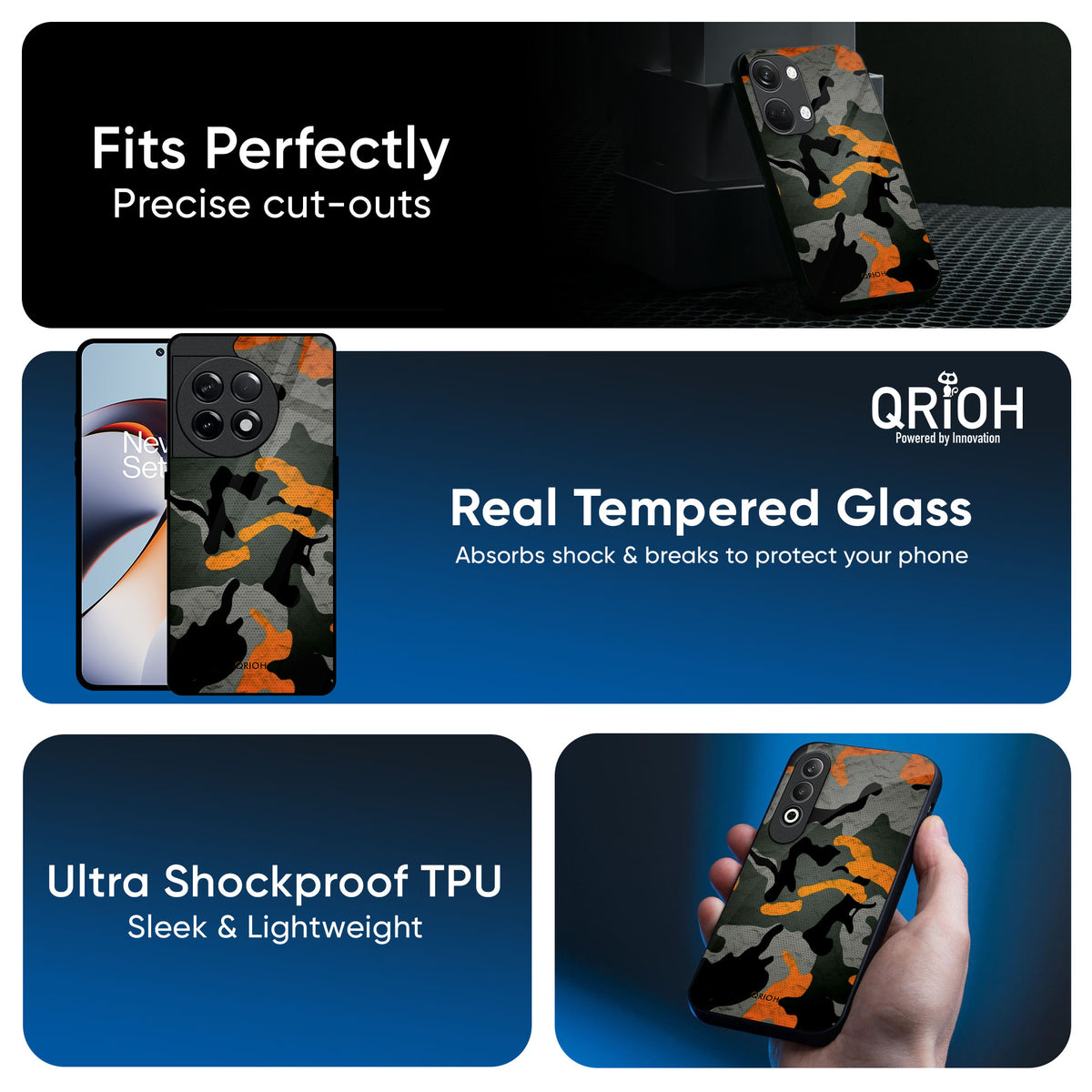 Camouflage Orange Glass Case For OnePlus Nord 4 5G