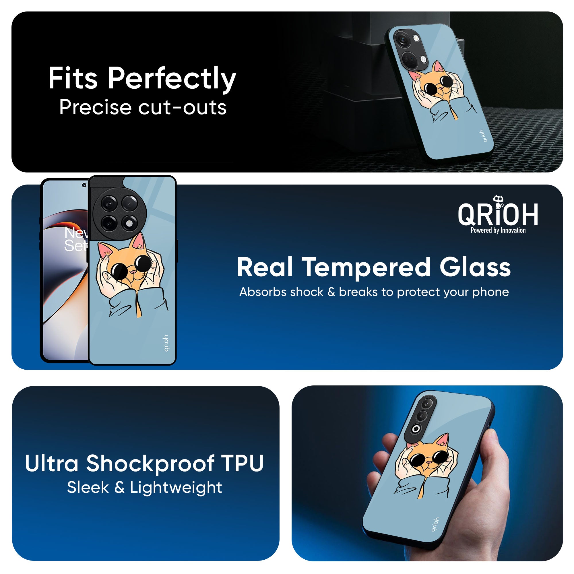 Adorable Cute Kitty Glass Case For OnePlus 13