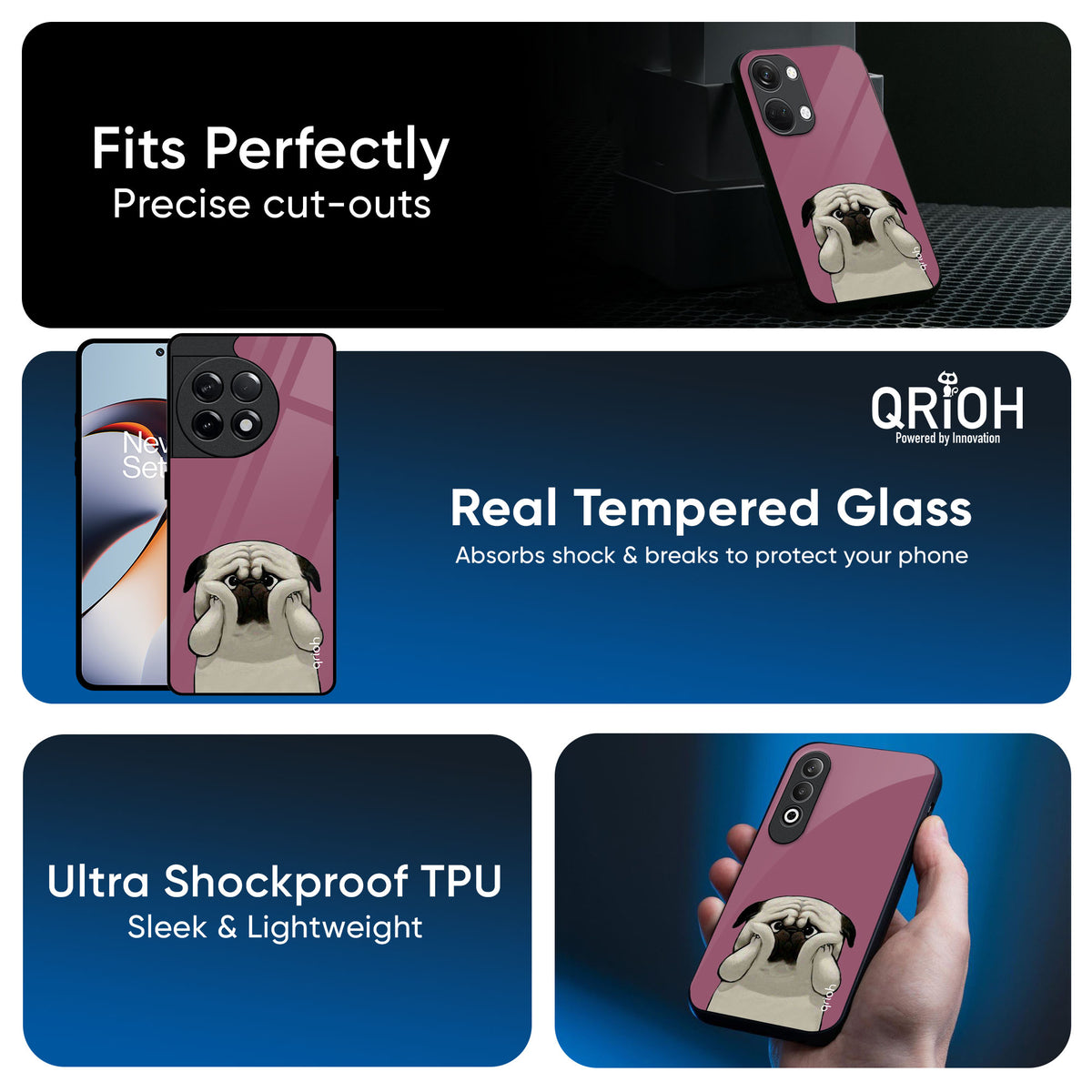 Funny Pug Face Glass Case For OnePlus Nord 4 5G