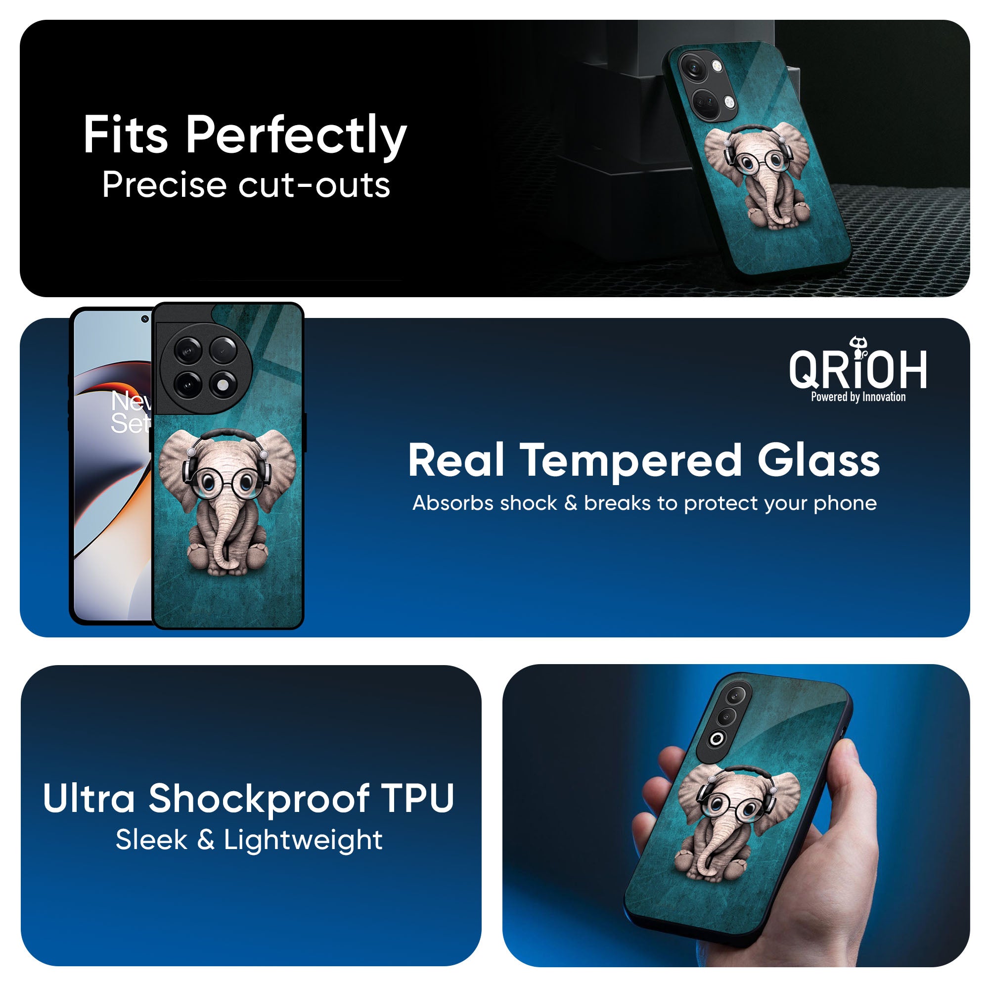Adorable Baby Elephant Glass Case For OnePlus 13