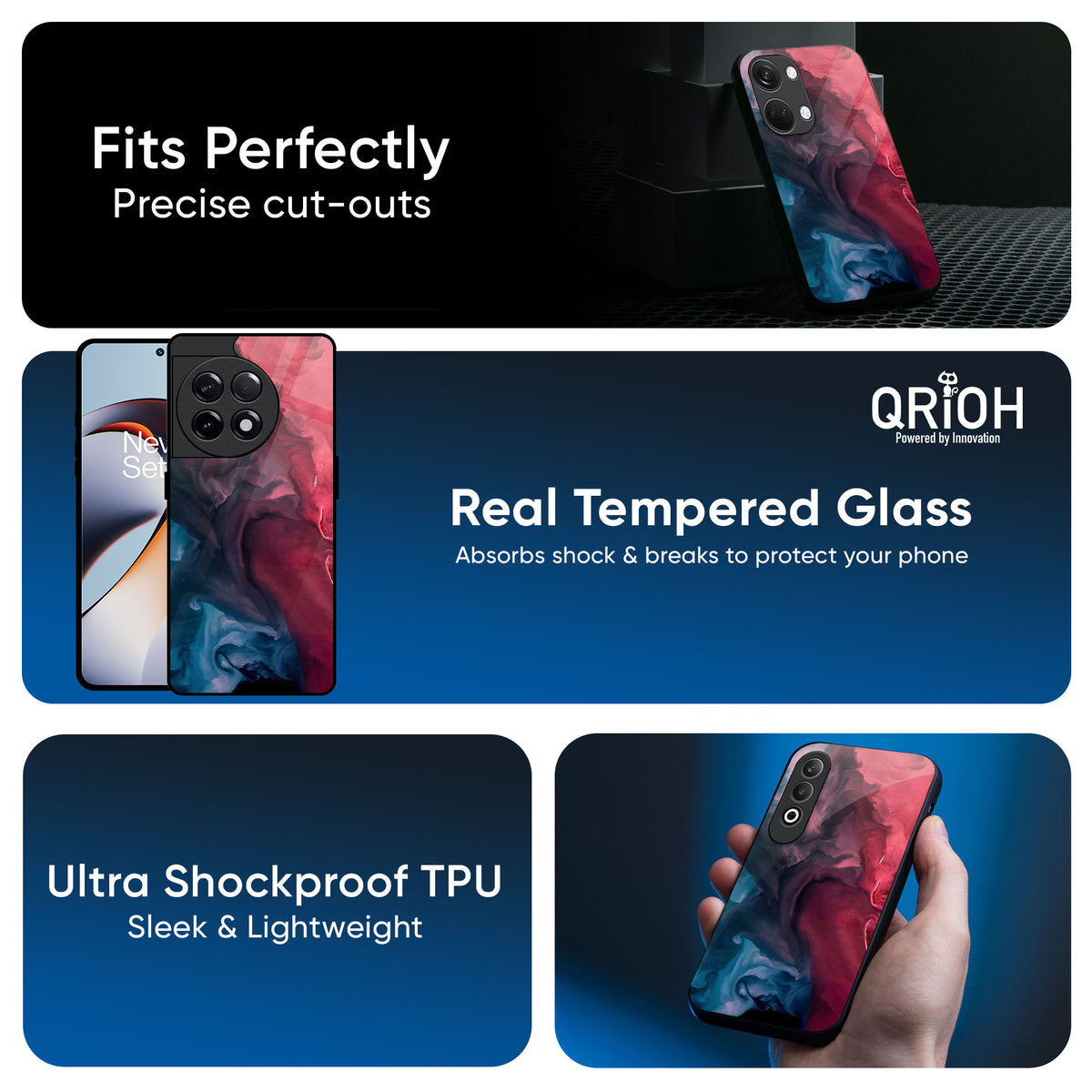 Blue & Red Smoke Glass Case for OnePlus Nord 4 5G