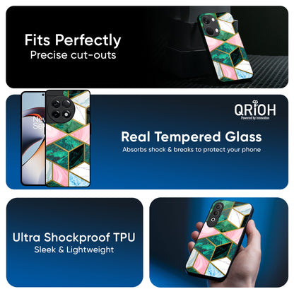 Seamless Green Marble Glass Case for OnePlus 13