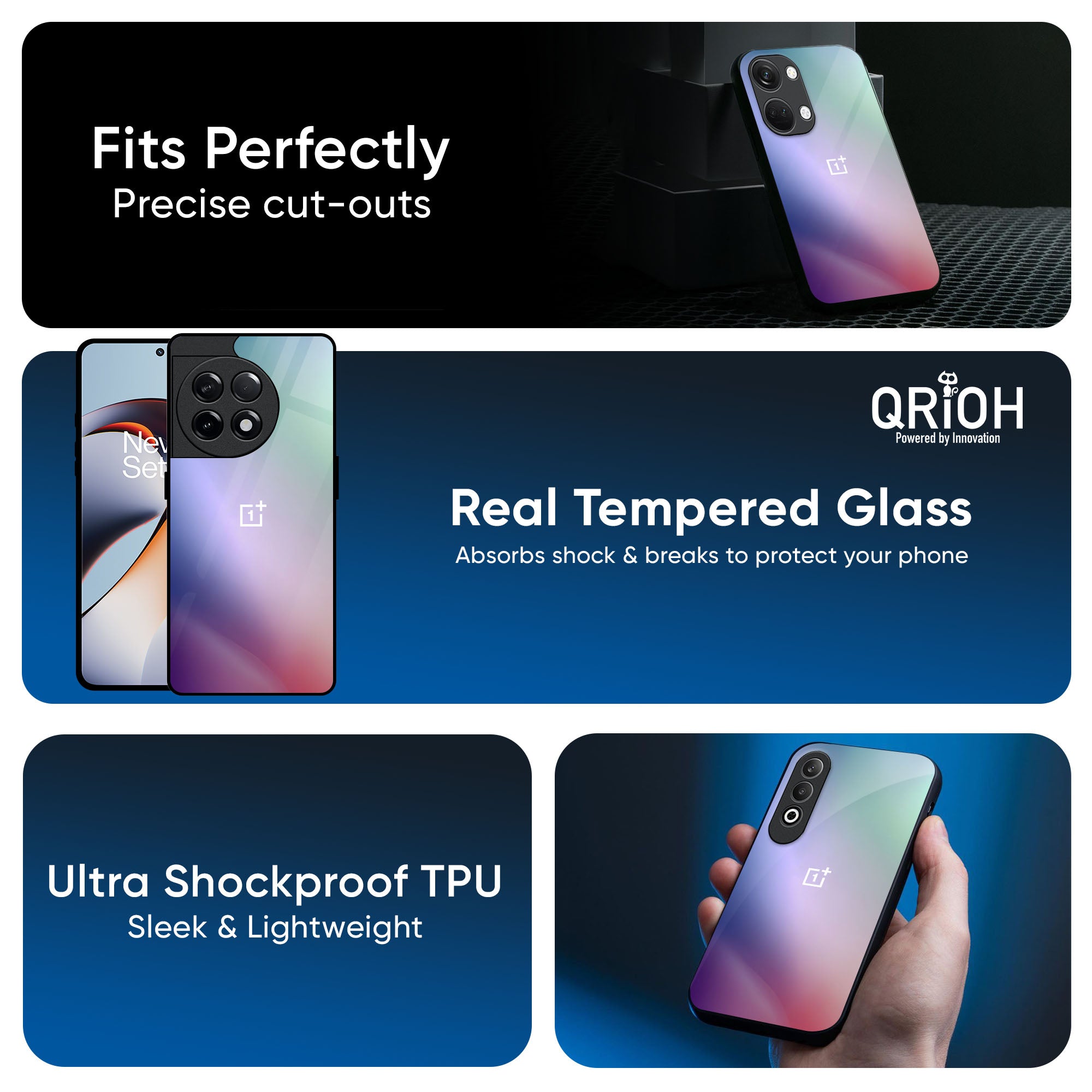 Abstract Holographic Glass Case for OnePlus 13