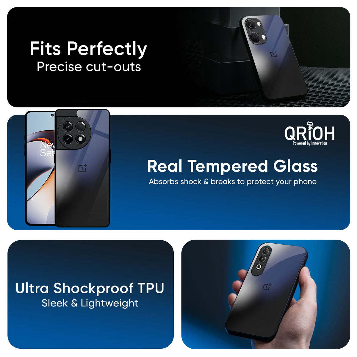 Black Tourmaline Glass Case for OnePlus Nord 4 5G