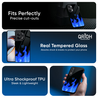 Blue Flames Glass Case for OnePlus Nord 4 5G