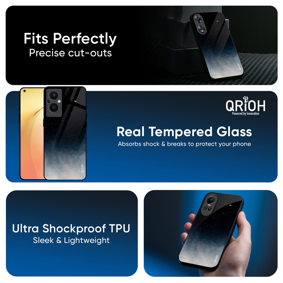 Black Aura Glass Case for OPPO A3 Pro 5G