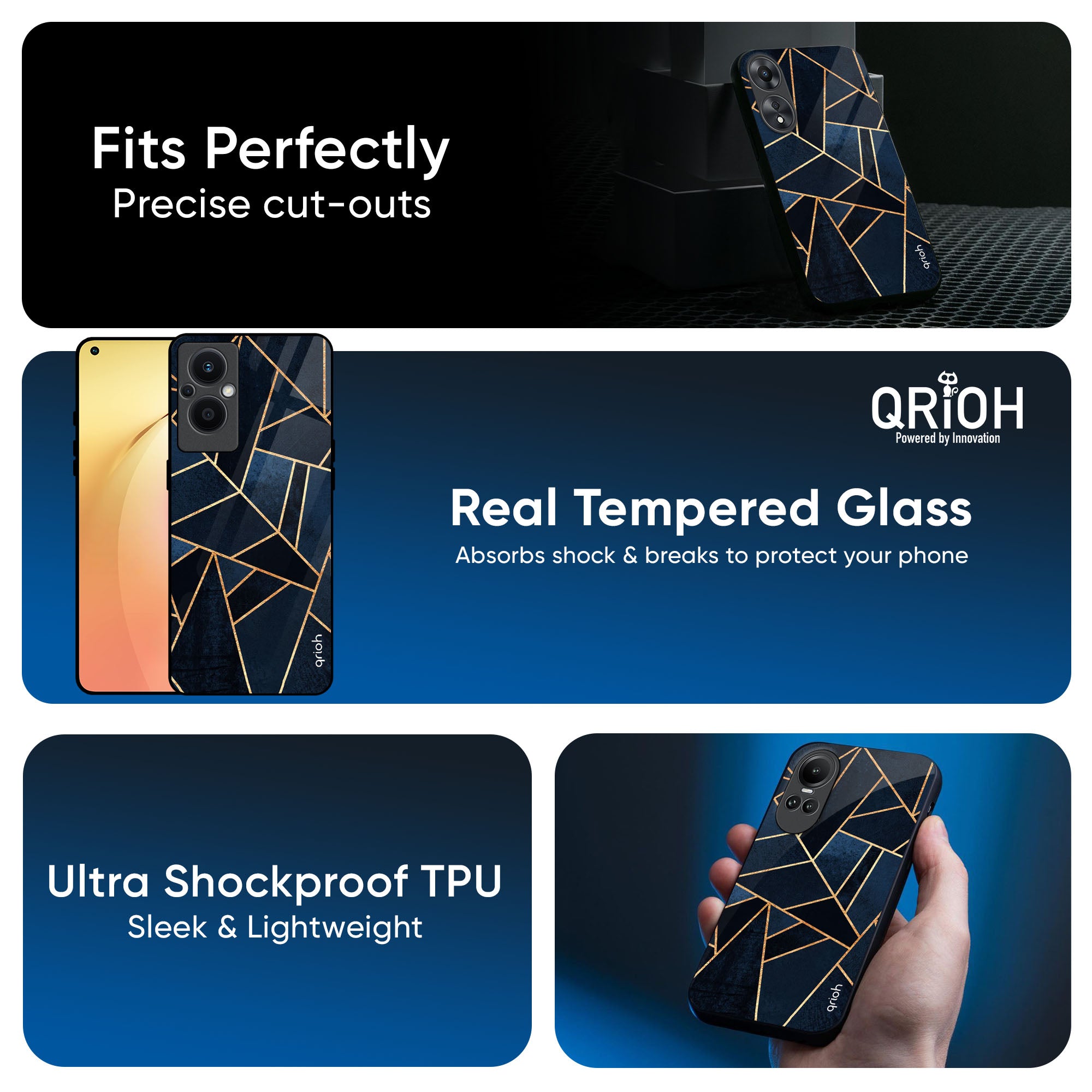 Abstract Tiles Glass Case for OPPO A3 Pro 5G