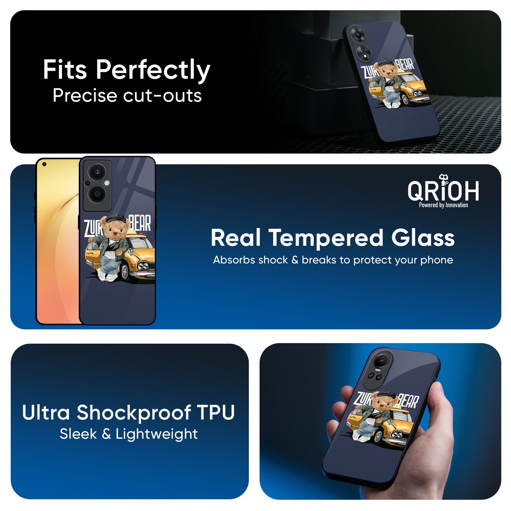 Adventurous Bear Glass Case for Oppo Reno 12 Pro 5G
