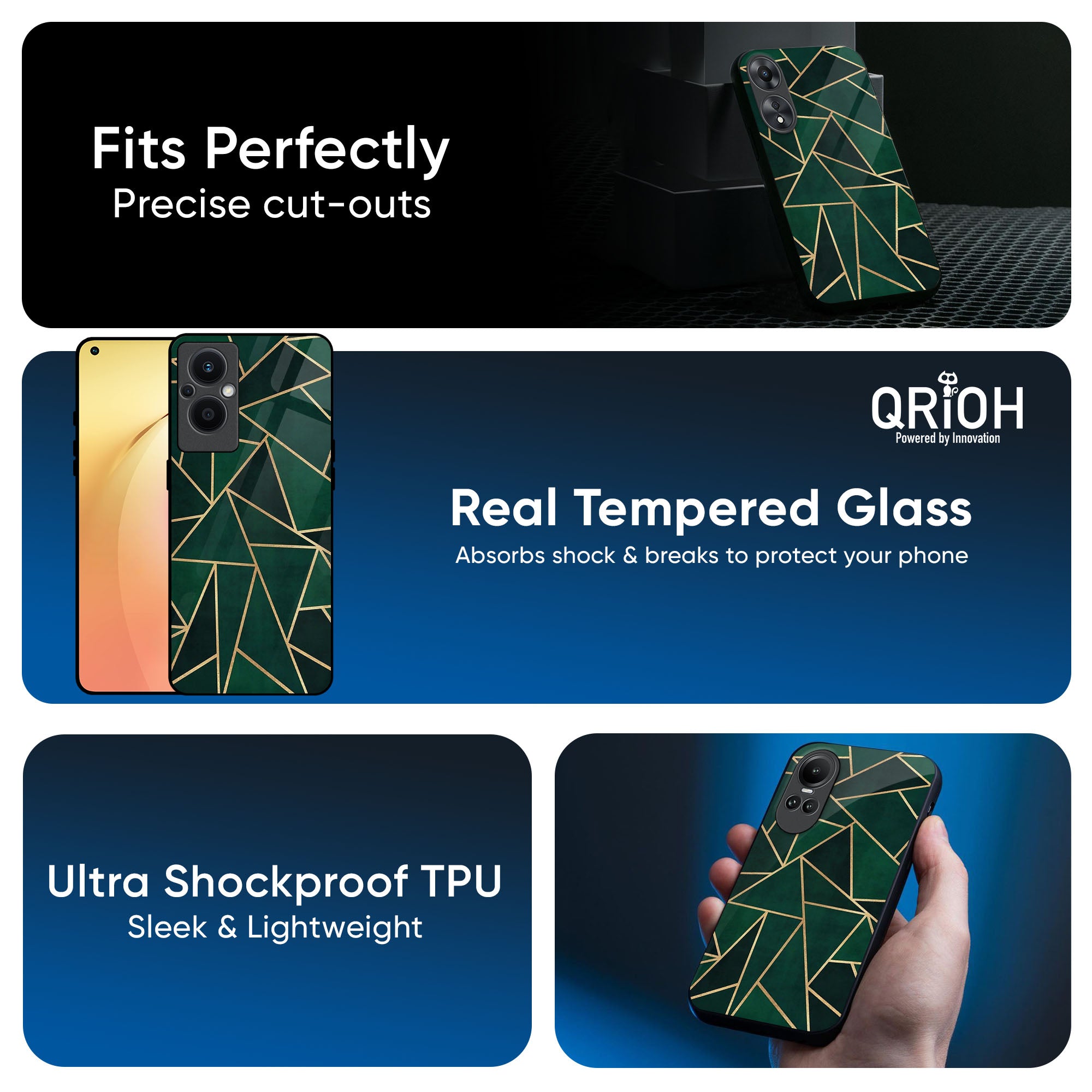 Abstract Green Glass Case For OPPO A3 Pro 5G