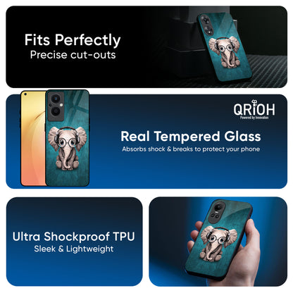 Adorable Baby Elephant Glass Case For OPPO A3 Pro 5G