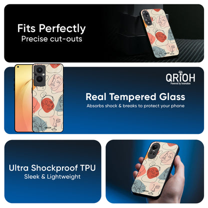 Abstract Faces Glass Case for OPPO A3 Pro 5G