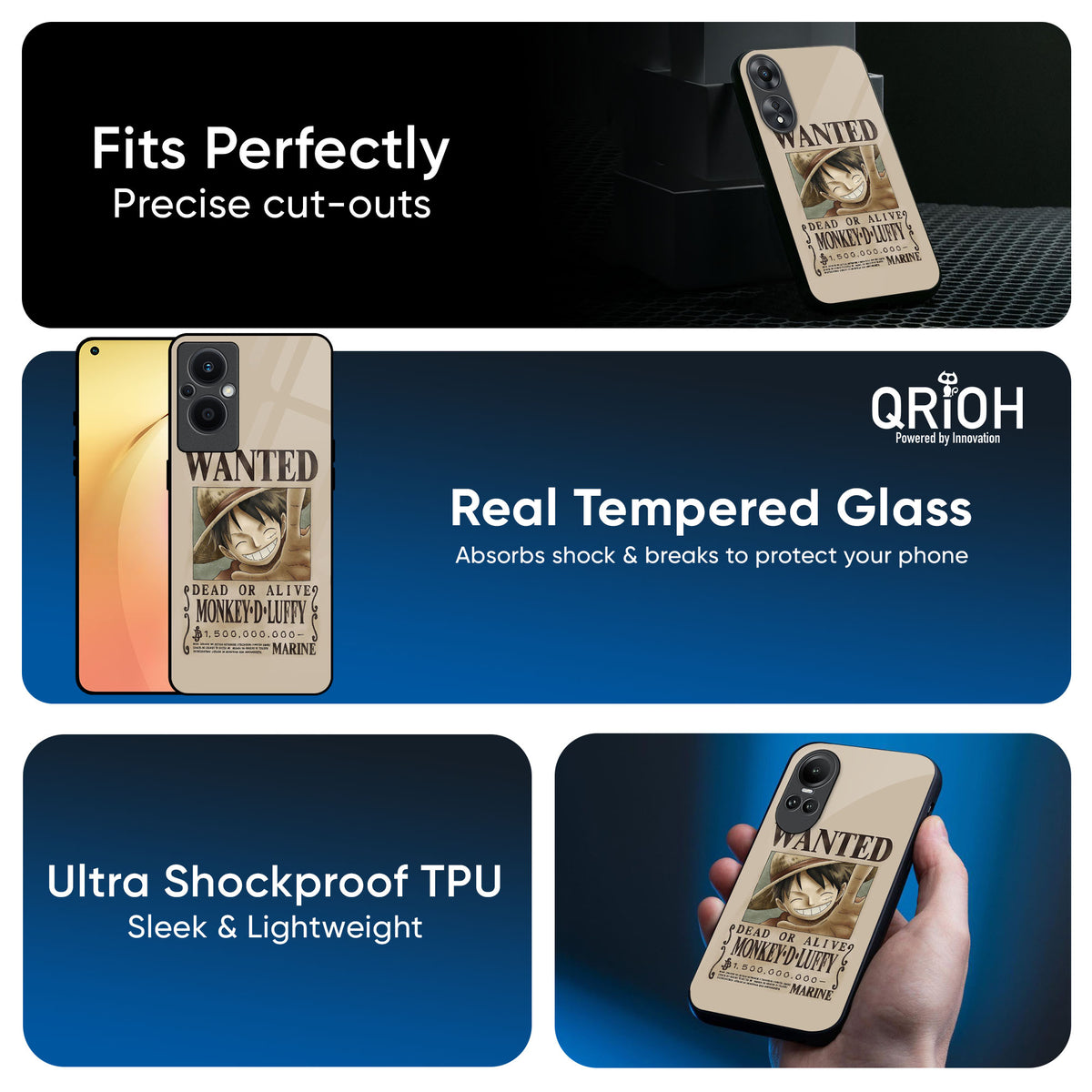 Luffy Wanted Glass Case for OPPO A3 Pro 5G
