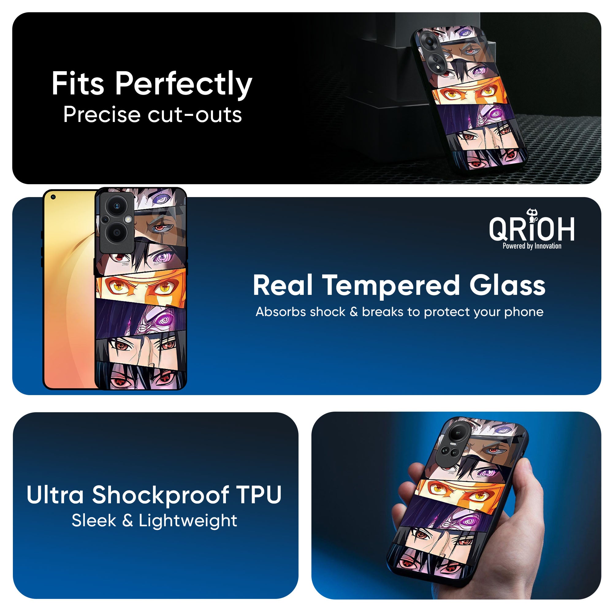 Anime Eyes Glass Case for OPPO A3 Pro 5G
