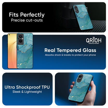 Blue Golden Glitter Glass Case for OPPO A3 Pro 5G
