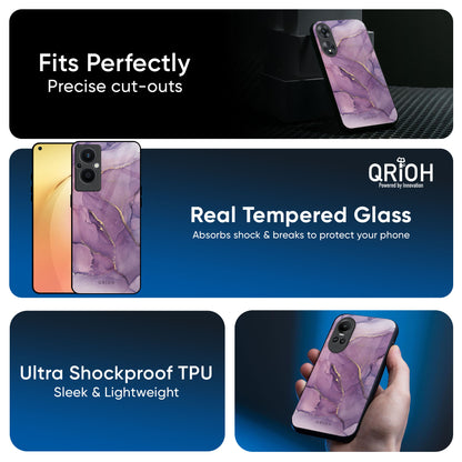 Purple Gold Marble Glass Case for OPPO A3 Pro 5G