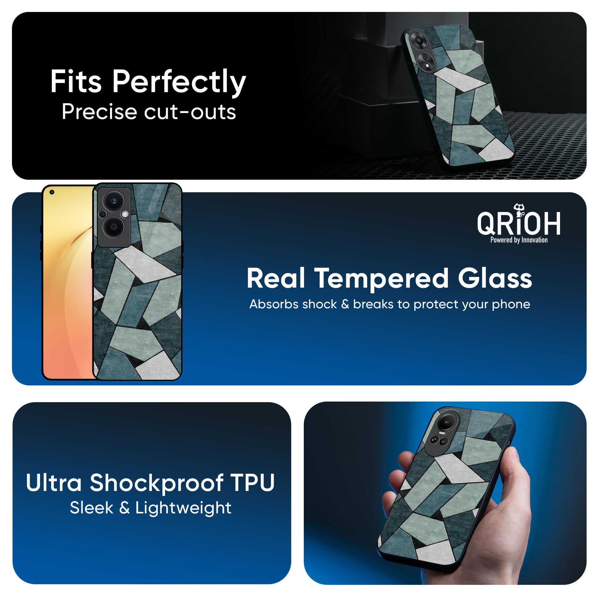 Abstact Tiles Glass Case for OPPO A3 Pro 5G