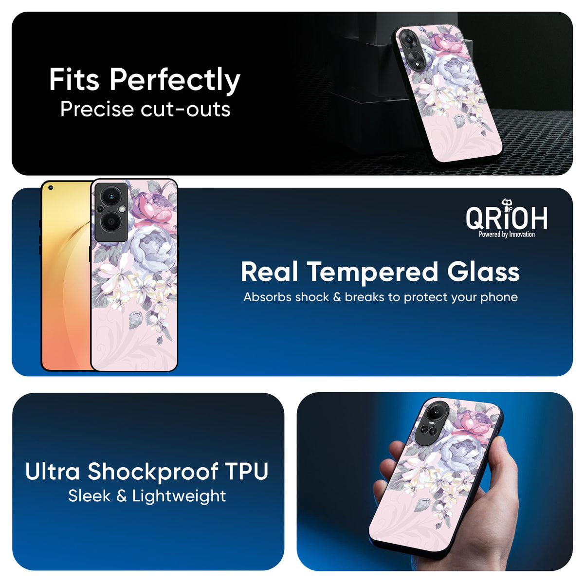 Elegant Floral Glass Case for OPPO A3 Pro 5G