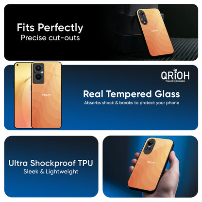 Orange Curve Pattern Glass Case for OPPO A3 Pro 5G