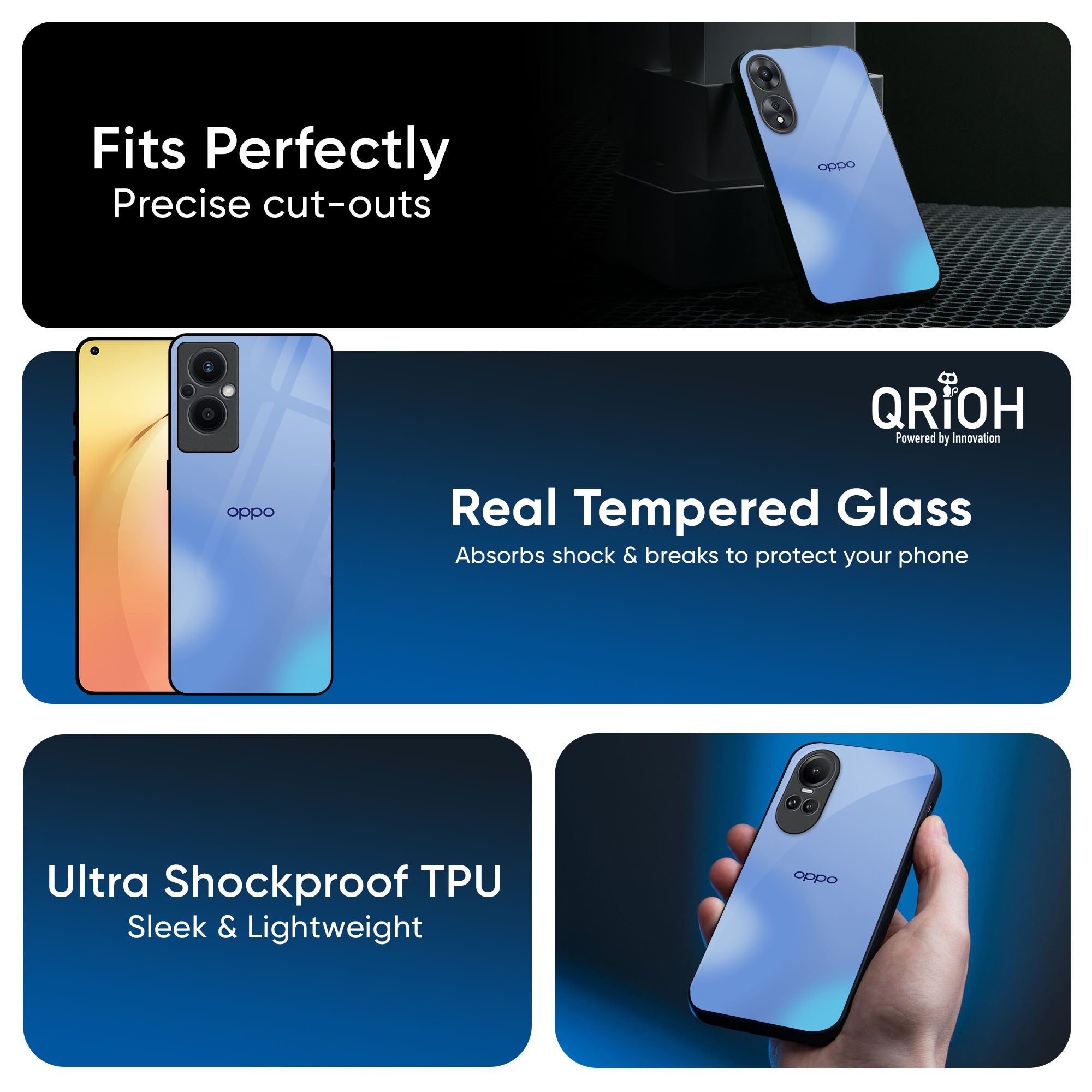 Vibrant Blue Texture Glass Case for OPPO A3 Pro 5G